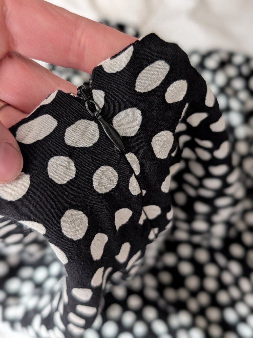 Zara Black and White Polka Dot Midi Skirt Size XL - Picture 3 of 4